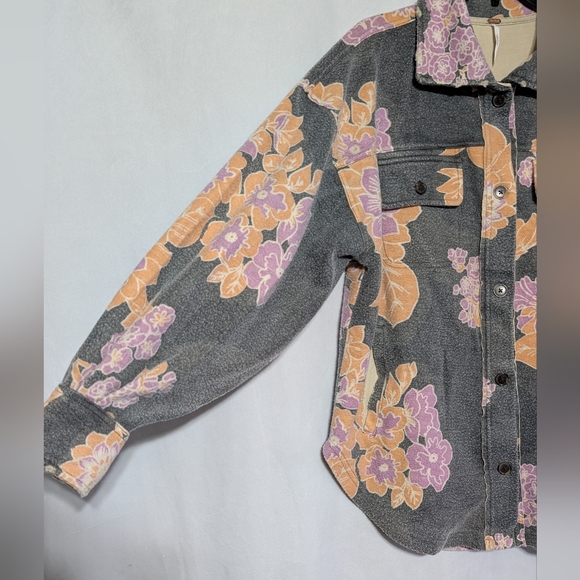 Free People Women's Floral Printed Ruby Oversized Boxy Button Up Jacket, XS - Picture 10 of 15